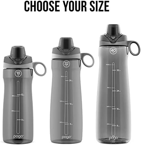 Pogo BPA-Free Tritan Plastic Water Bottle with Chug Lid, 32 Oz, Grey - Image 2