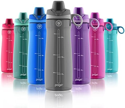 Pogo BPA-Free Tritan Plastic Water Bottle with Chug Lid, 32 Oz, Grey