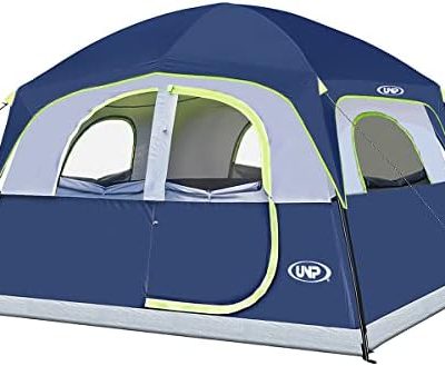 UNP Tents 6 Person Waterproof Windproof Easy Setup,Double Layer Family Camping Tent with 1 Mesh Door & 5 Large Mesh Windows -10'X9'X78in(H)