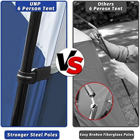 UNP Tents 6 Person Waterproof Windproof Easy Setup,Double Layer Family Camping Tent with 1 Mesh Door & 5 Large Mesh Windows -10'X9'X78in(H) - Image 5