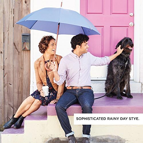 Totes Eco Auto Open Umbrella Classic Wooden J Stick Handle with Easy Grip - Windproof, Rainproof and Durable Canopy Design – Versatile Travel, Perfect for Rainy Days - Image 7